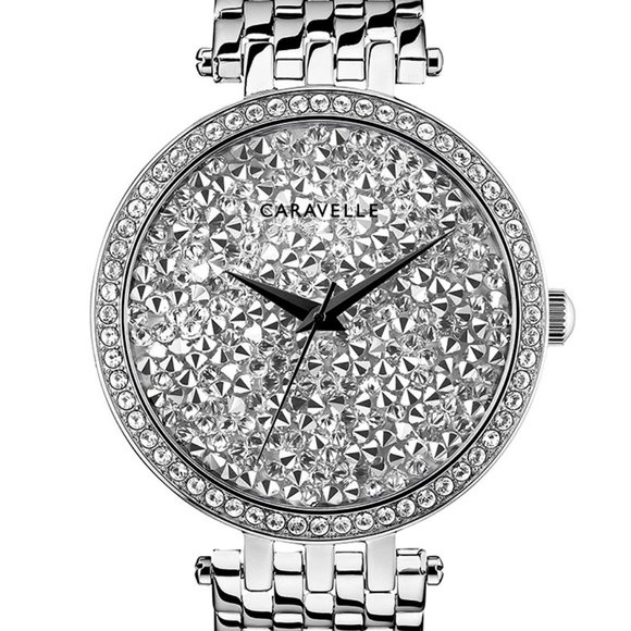 Caravelle By Bulova Accessories - CARAVELLE BY BULOVA Clear Crystal/Silver Stainless Steel Bracelet Watch**NEW!